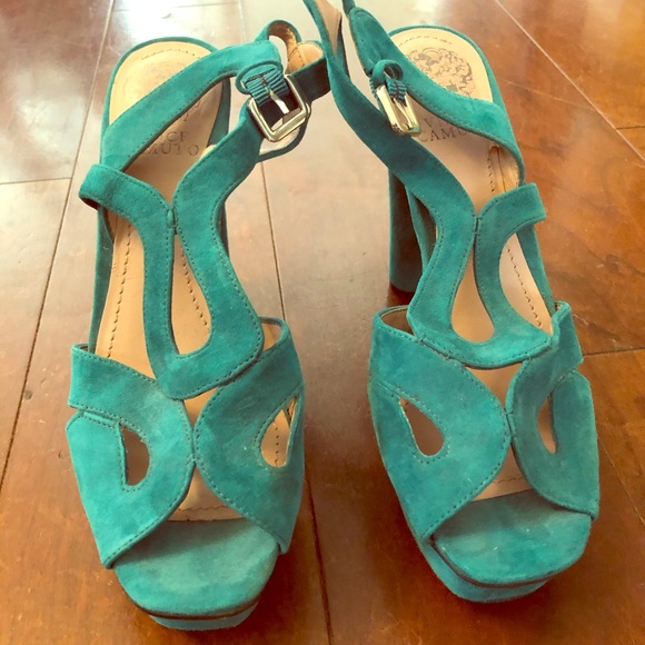 Vince Camuto Shoes - Prada knock offs, turquoise suede platform sandals